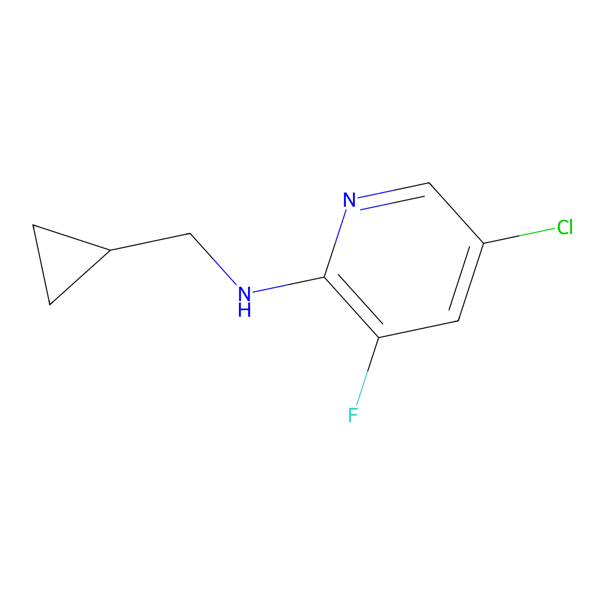 5-Chloro-N-(cyclopropylmethyl)-3-fluoro-2-pyridinamine molecular structure, CAS 1540287-07-7
