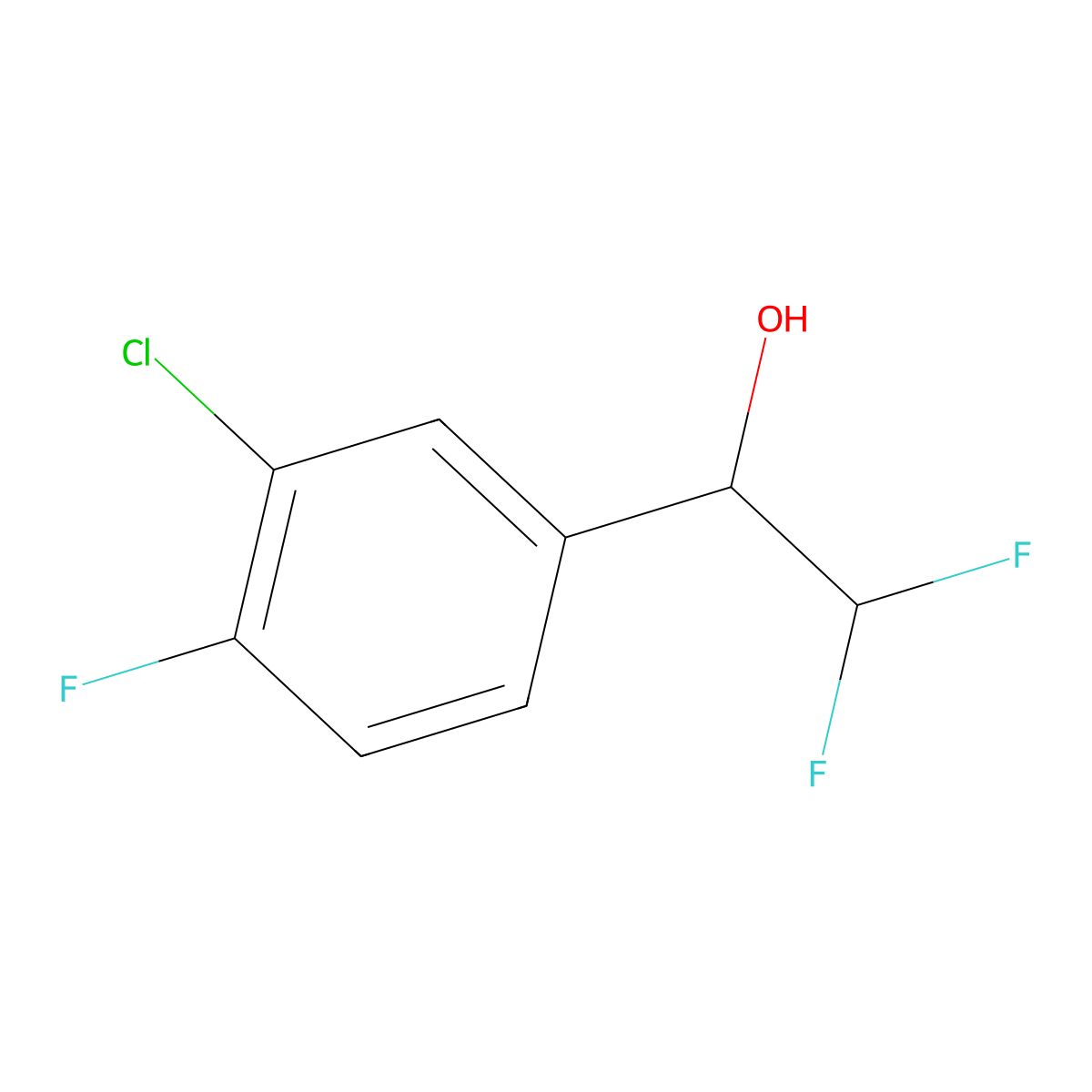 1-(3-Chloro-4-fluorophenyl)-2,2-difluoroethan-1-ol molecular structure, CAS 1540288-41-2