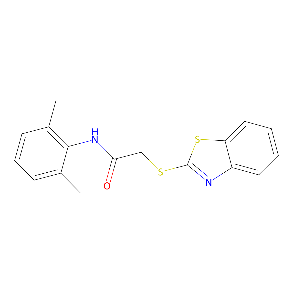 2-(1,3-benzothiazol-2-ylsulfanyl)-N-(2,6-dimethylphenyl)acetamide molecular structure, CAS 154031-61-5