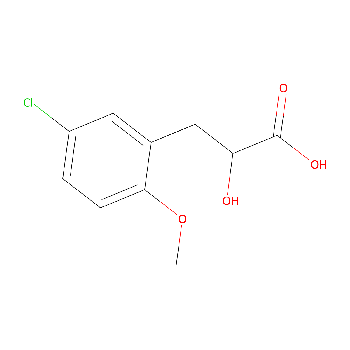 3-(5-Chloro-2-methoxyphenyl)-2-hydroxypropanoic acid molecular structure, CAS 1540325-28-7