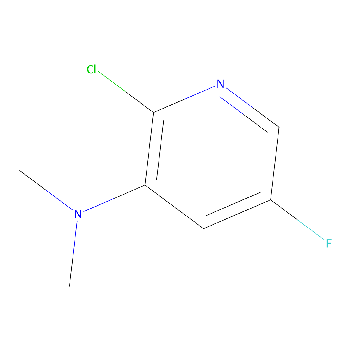 2-Chloro-5-fluoro-N,N-dimethylpyridin-3-amine molecular structure, CAS 1540338-87-1