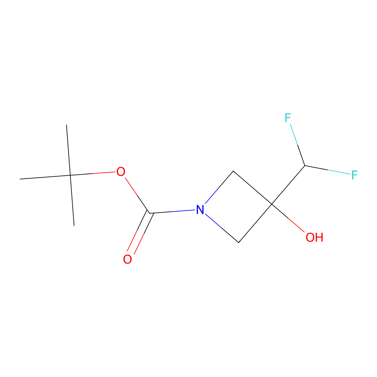 Tert-butyl 3-(difluoromethyl)-3-hydroxyazetidine-1-carboxylate molecular structure, CAS 1540342-18-4