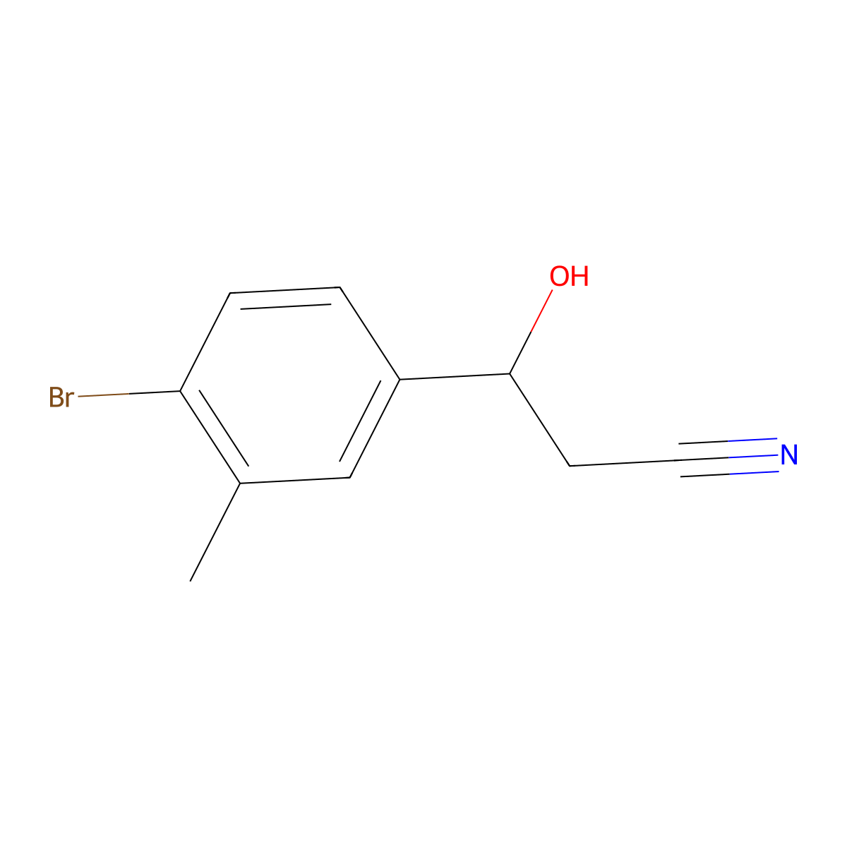 3-(4-Bromo-3-methylphenyl)-3-hydroxypropanenitrile molecular structure, CAS 1540349-84-5