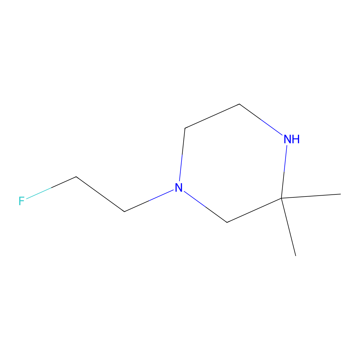 1-(2-Fluoroethyl)-3,3-dimethylpiperazine molecular structure, CAS 1540353-59-0