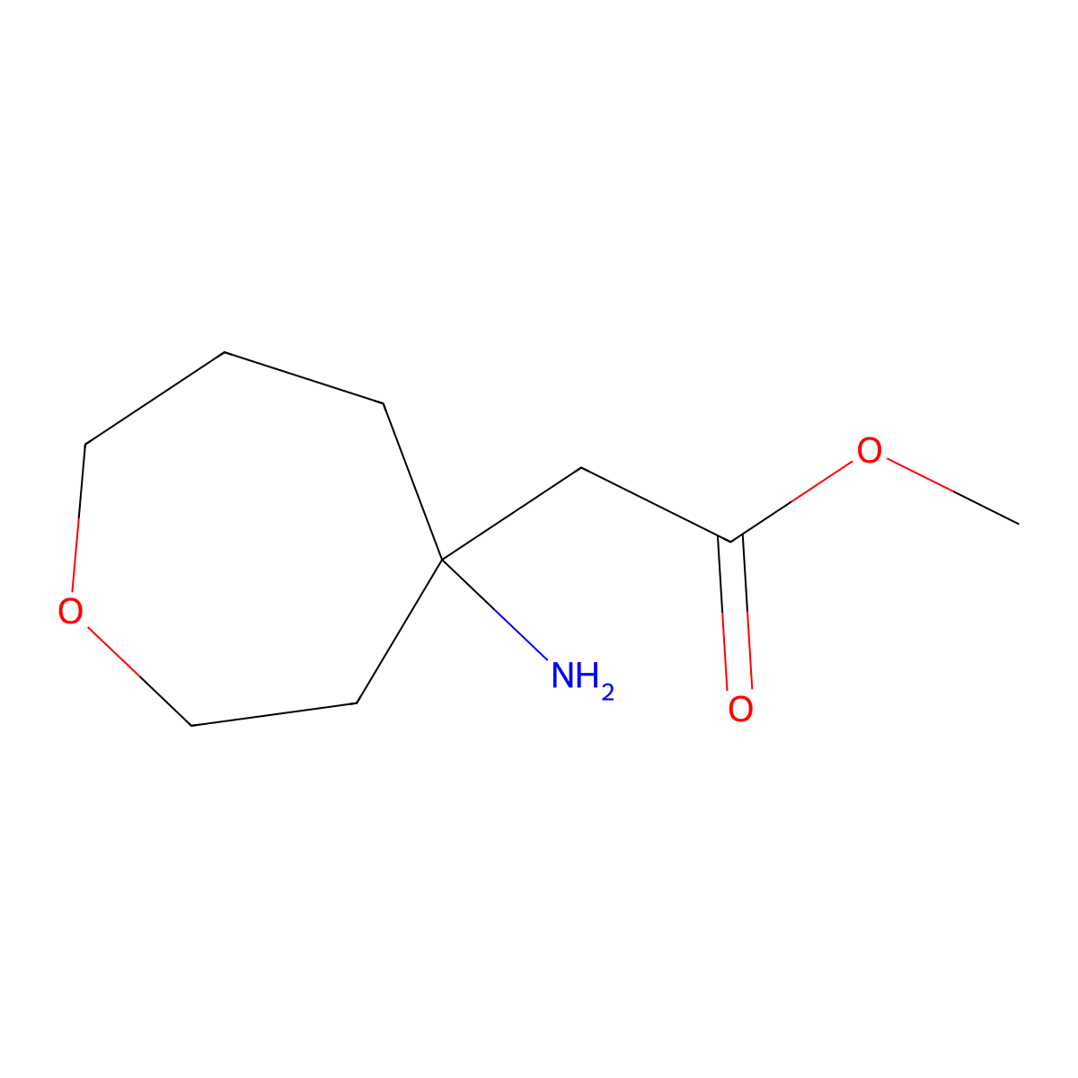 Methyl 2-(4-aminooxepan-4-yl)acetate molecular structure, CAS 1540363-83-4