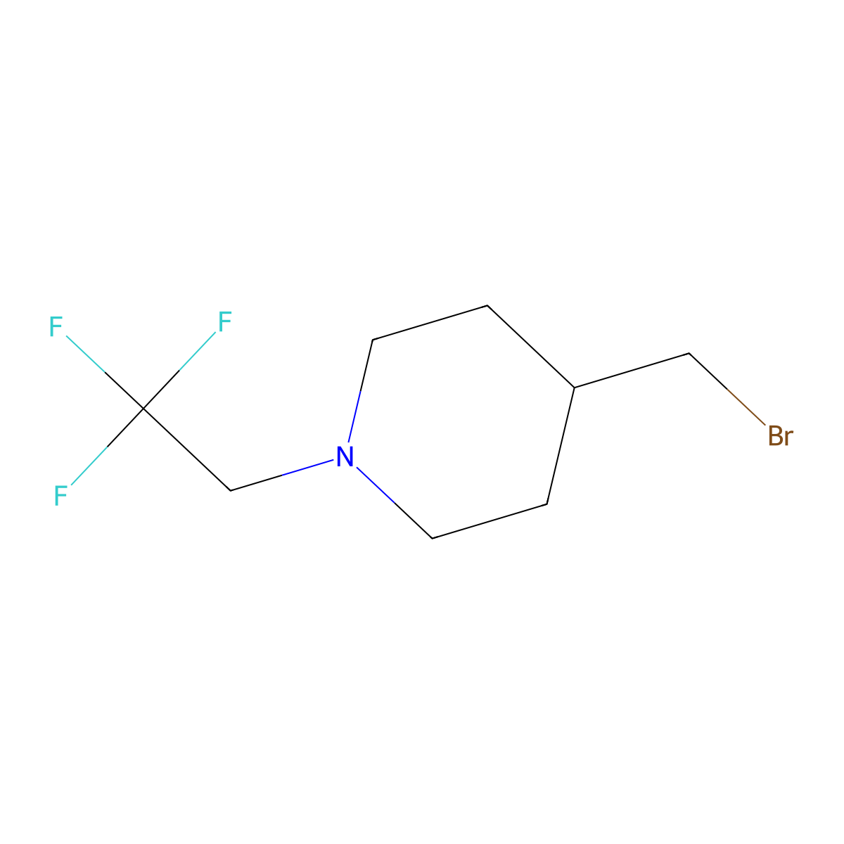 4-(Bromomethyl)-1-(2,2,2-trifluoroethyl)piperidine molecular structure, CAS 1540363-86-7