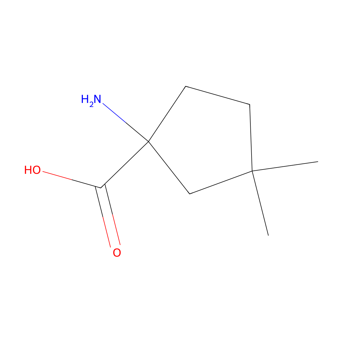 1-Amino-3,3-dimethylcyclopentane-1-carboxylic acid molecular structure, CAS 1540369-96-7