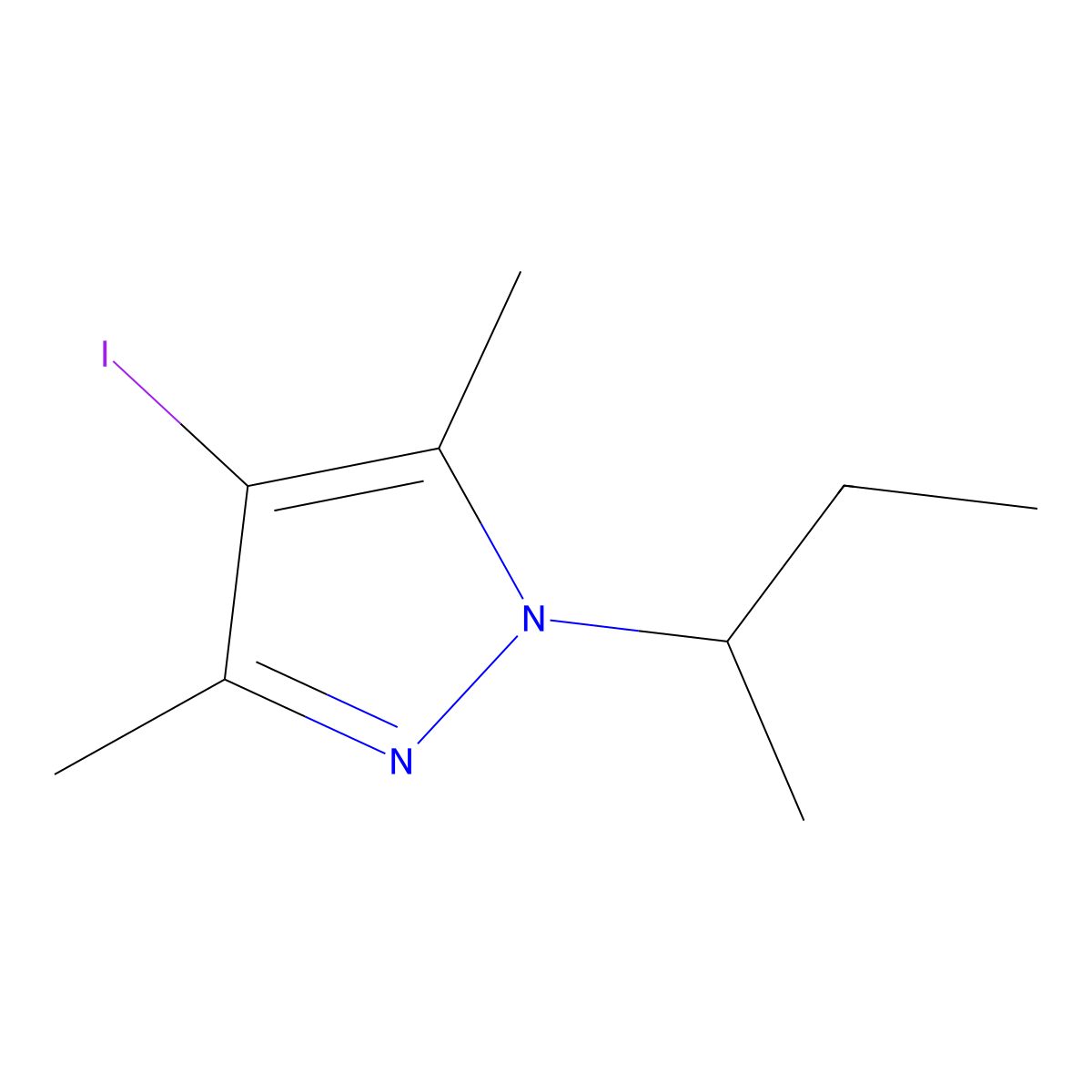 1-(butan-2-yl)-4-iodo-3,5-dimethyl-1H-pyrazole molecular structure, CAS 1540375-17-4