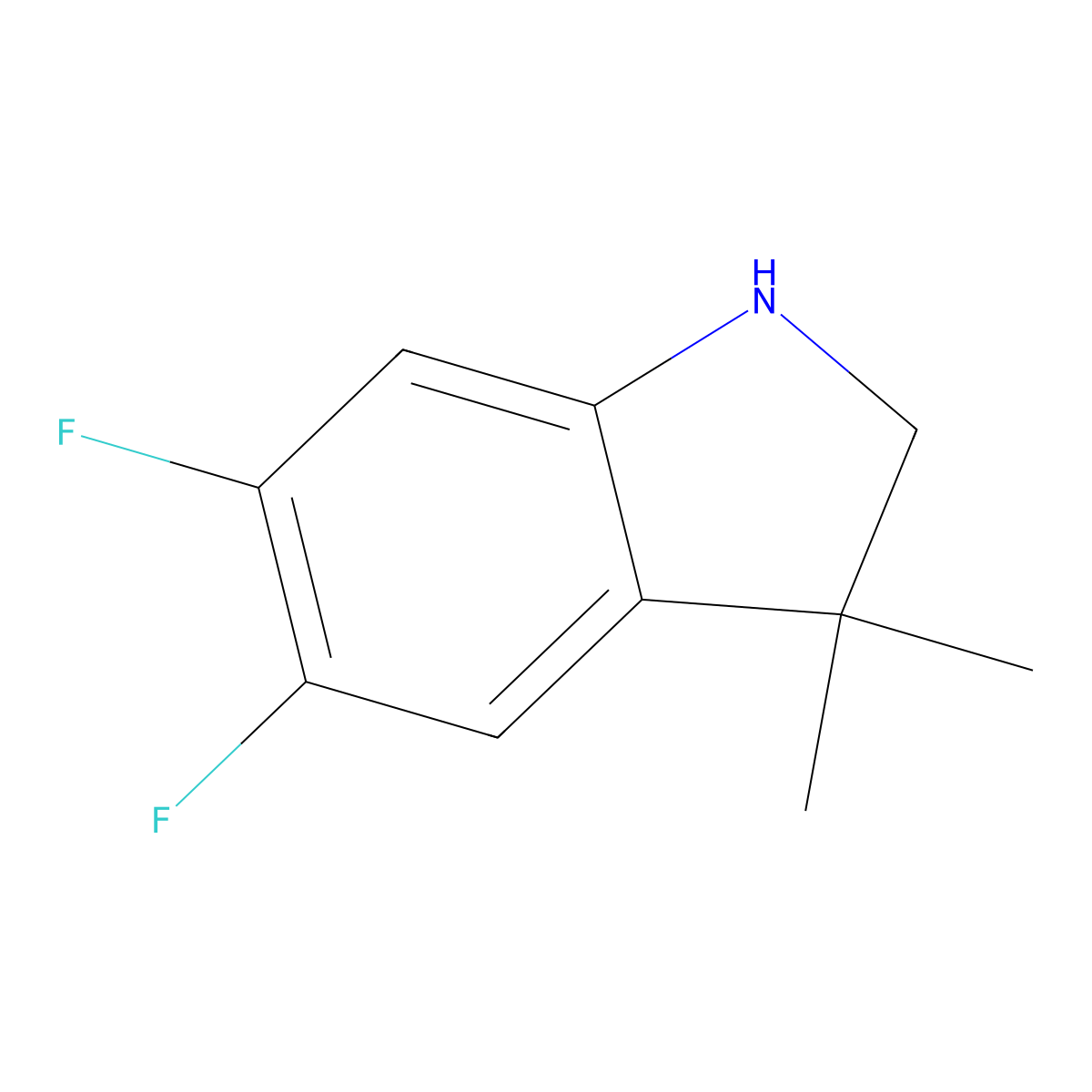5,6-difluoro-3,3-dimethyl-2,3-dihydro-1H-indole molecular structure, CAS 1540387-82-3