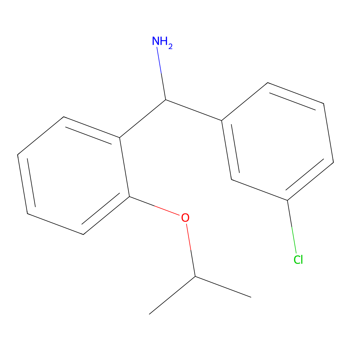 (3-Chlorophenyl)(2-isopropoxyphenyl)methanamine molecular structure, CAS 1540419-78-0