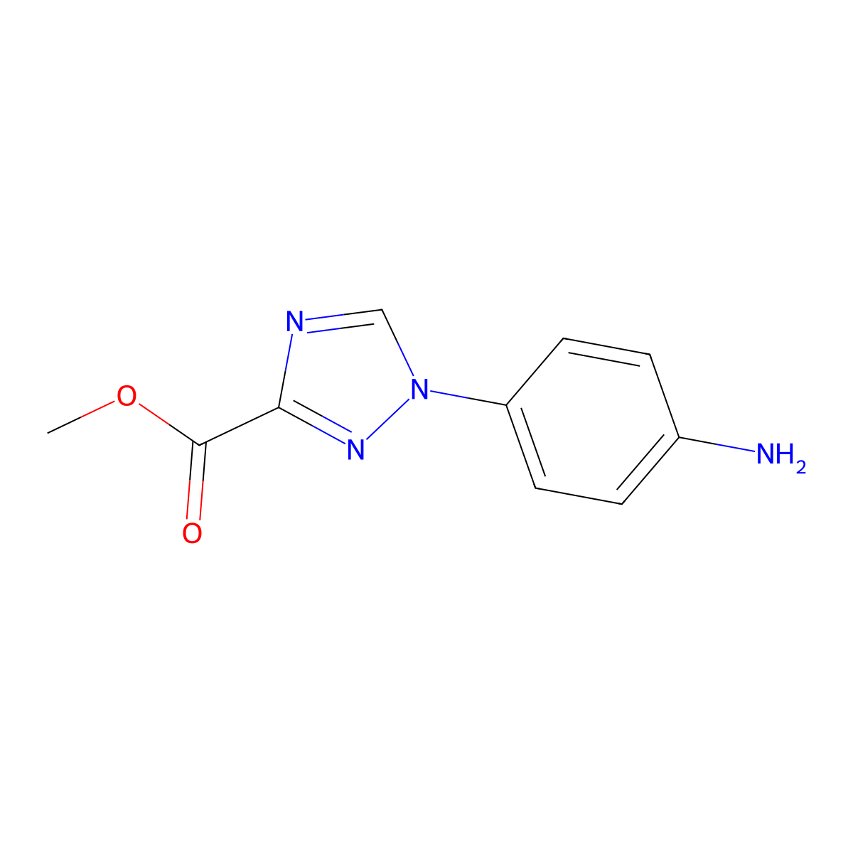 methyl 1-(4-aminophenyl)-1H-1,2,4-triazole-3-carboxylate molecular structure, CAS 1540424-26-7