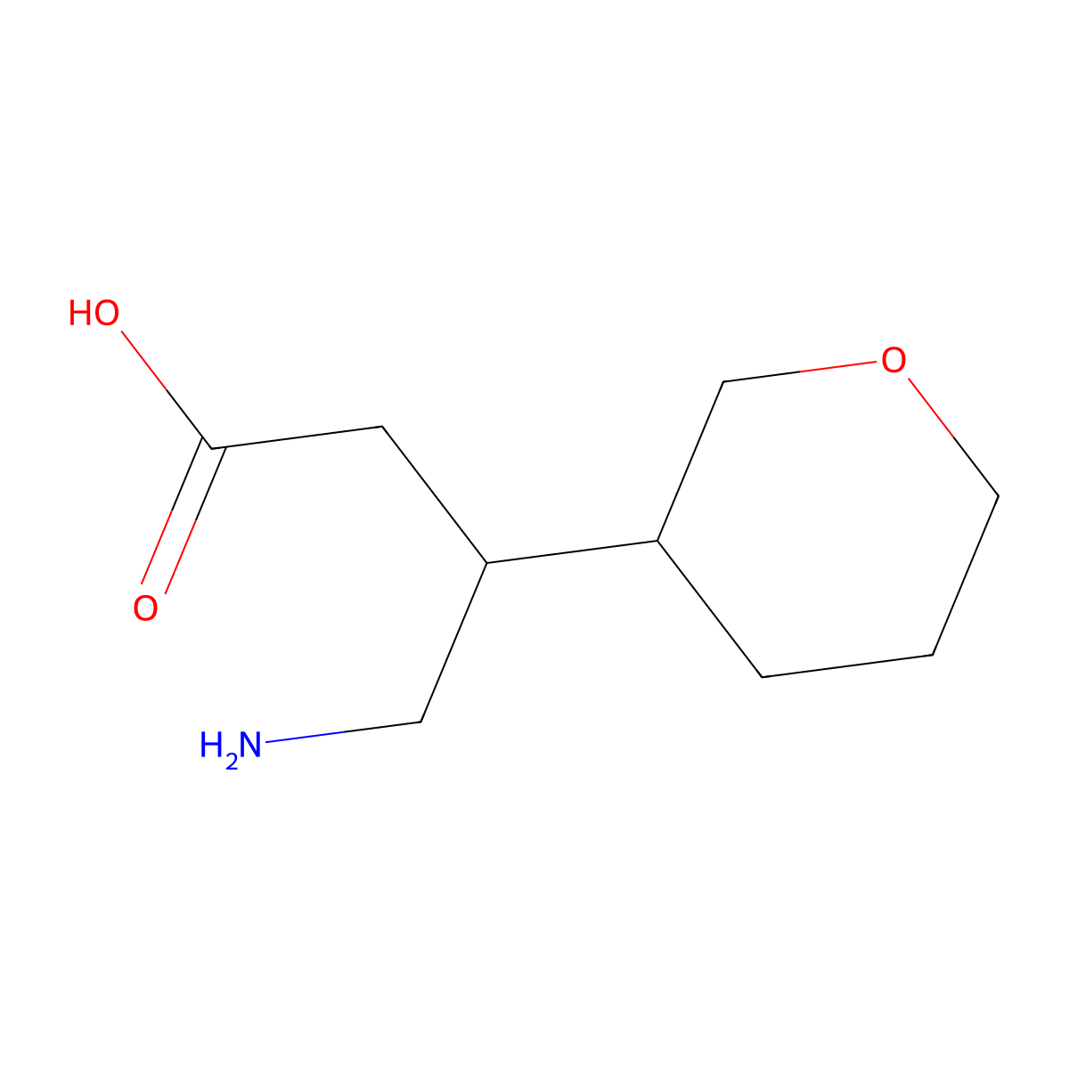 4-Amino-3-(oxan-3-yl)butanoic acid molecular structure, CAS 1540426-15-0