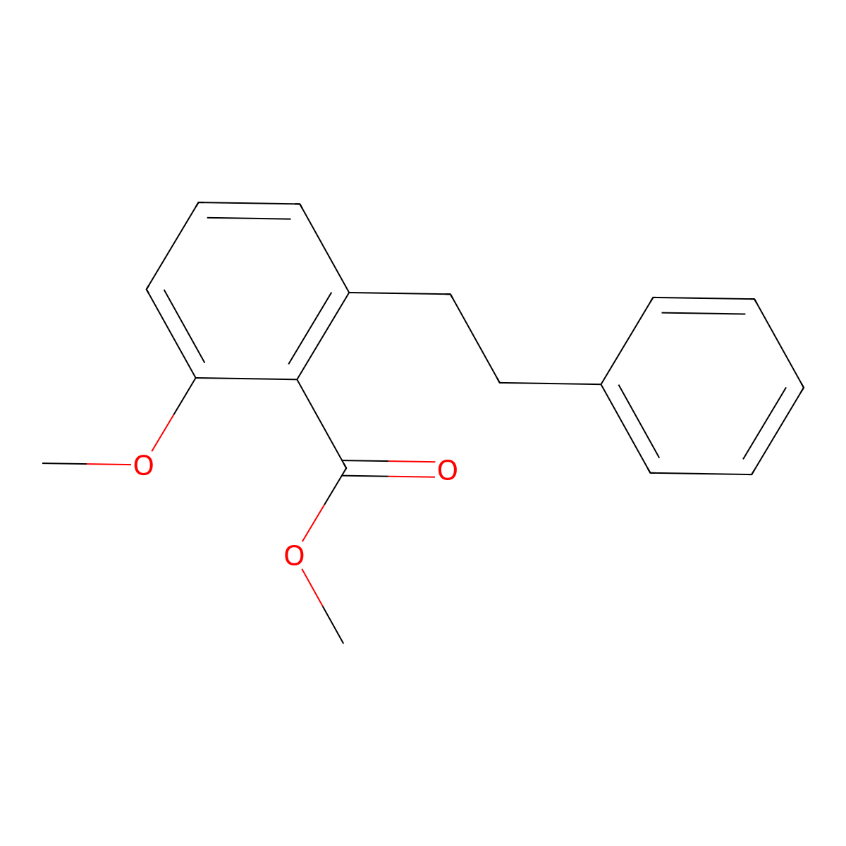2-Methoxy-6-phenethyl-benzoic acid methyl ester molecular structure, CAS 154045-63-3