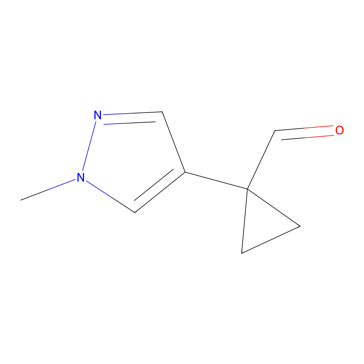 1-(1-methyl-1H-pyrazol-4-yl)cyclopropane-1-carbaldehyde molecular structure, CAS 1540466-42-9
