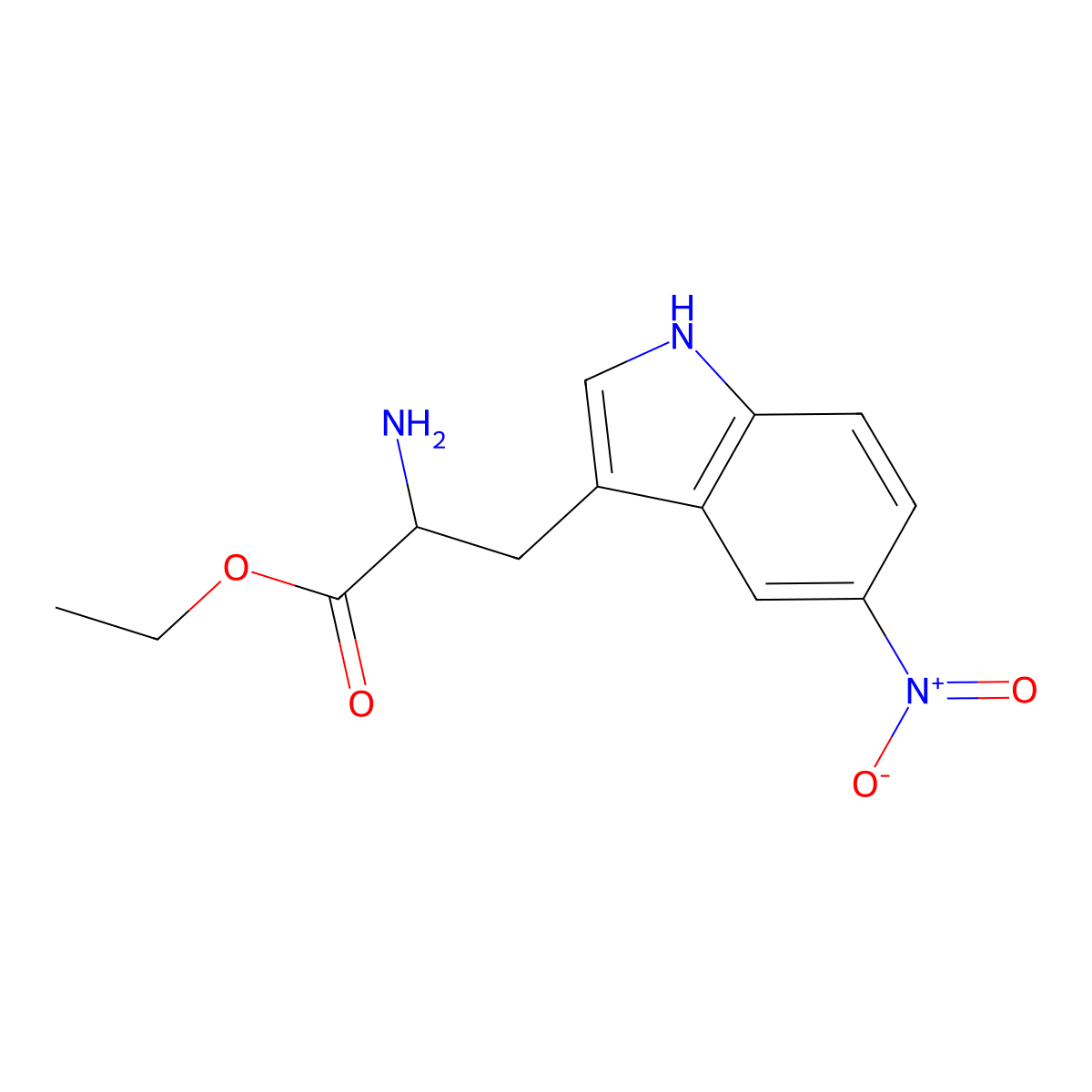 Ethyl 2-amino-3-(5-nitro-1H-indol-3-yl)propanoate molecular structure, CAS 154048-86-9