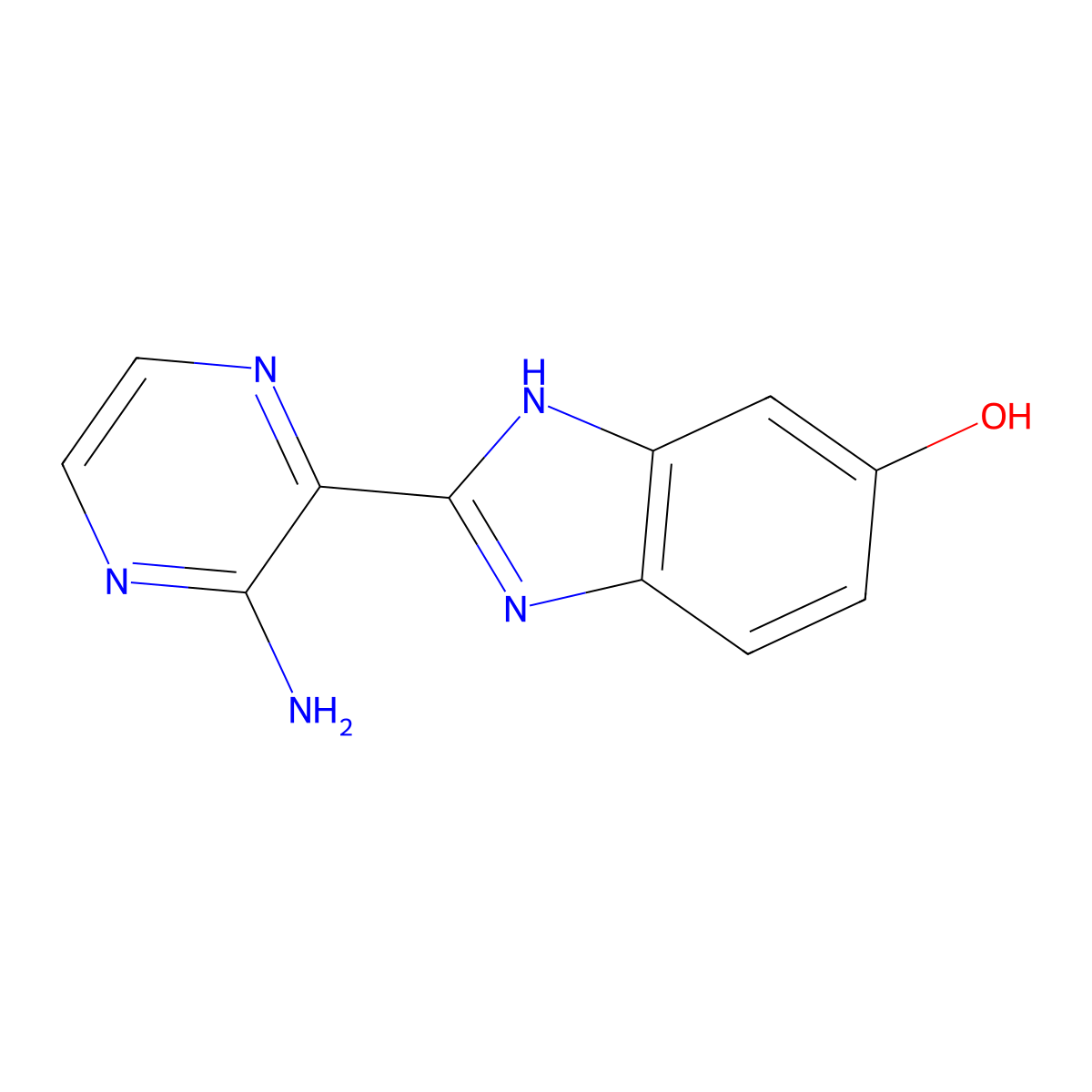 2-(3-aminopyrazin-2-yl)-1H-1,3-benzodiazol-5-ol molecular structure, CAS 1540497-76-4