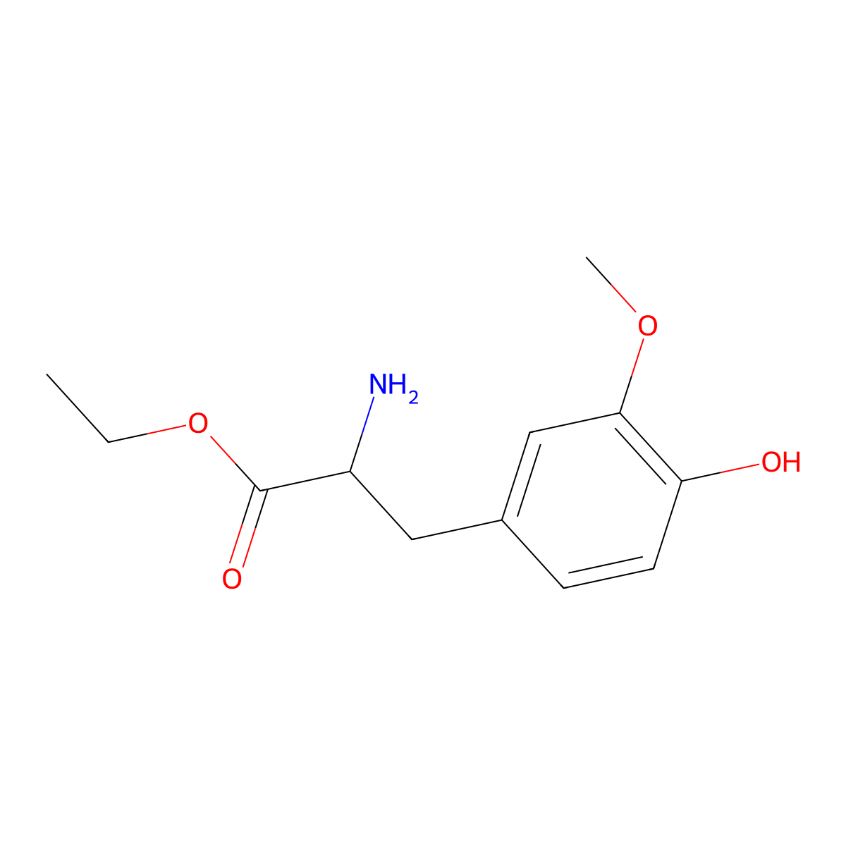 Ethyl 2-amino-3-(4-hydroxy-3-methoxyphenyl)propanoate molecular structure, CAS 154051-95-3