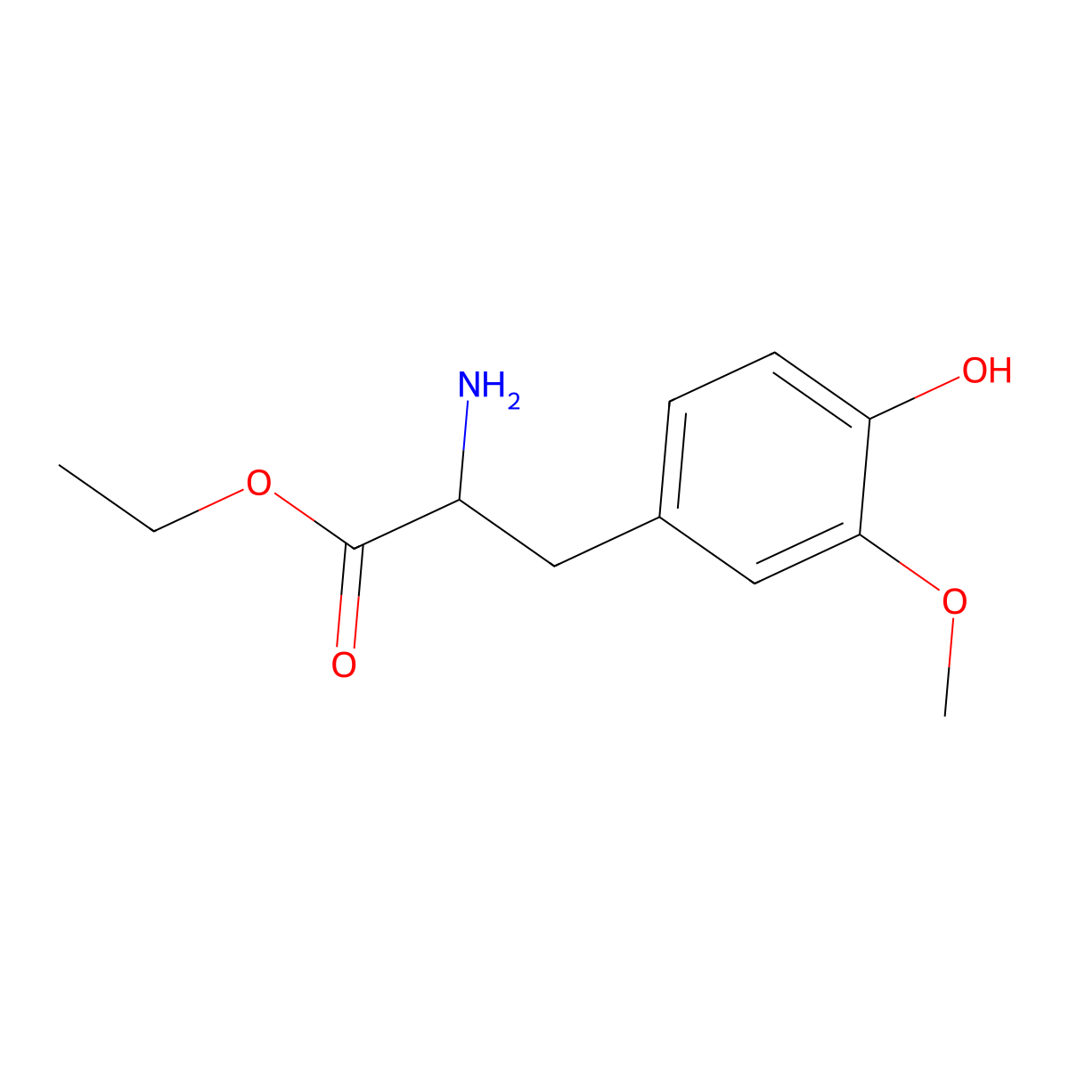 Ethyl 2-amino-3-(4-hydroxy-3-methoxyphenyl)propanoate molecular structure, CAS 154051-95-3