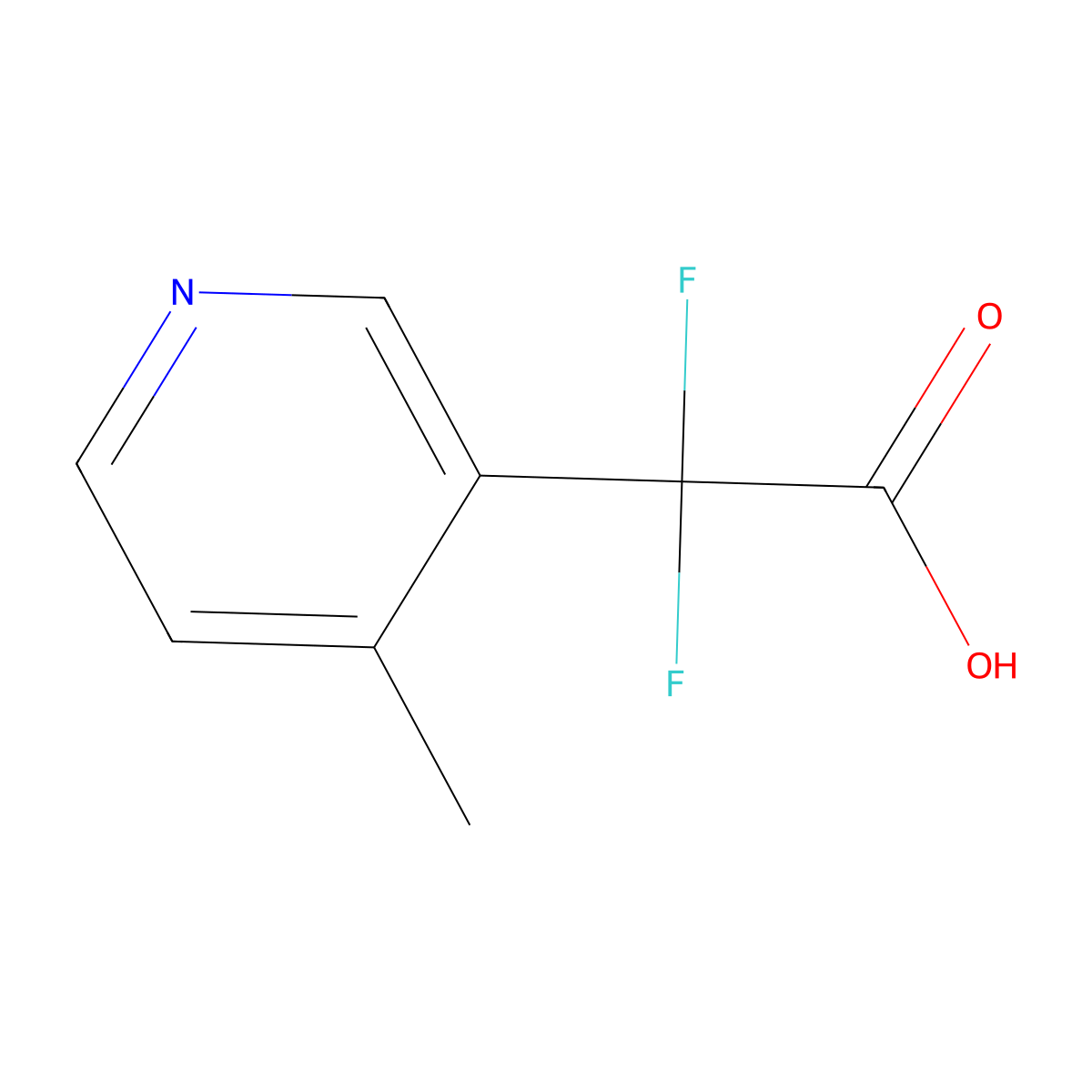 2,2-Difluoro-2-(4-methylpyridin-3-yl)acetic acid molecular structure, CAS 1540524-78-4