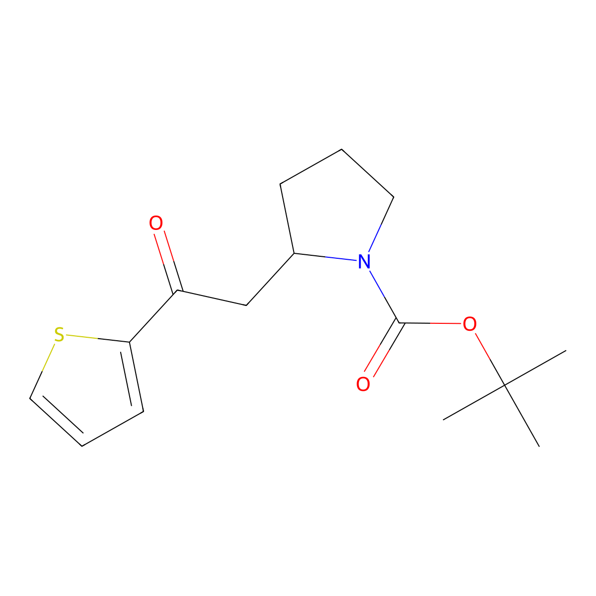 Tert-butyl 2-[2-oxo-2-(thiophen-2-yl)ethyl]pyrrolidine-1-carboxylate molecular structure, CAS 1540531-53-0