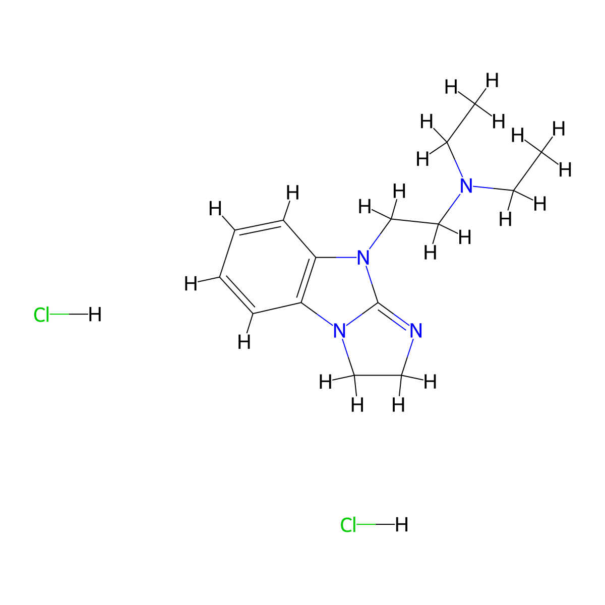 N,N-dietil-2,3-diidro-9H-imidazo[1,2-a]-benzimidazolo-9-etilamina dicloridrato molecular structure, CAS 154054-26-9