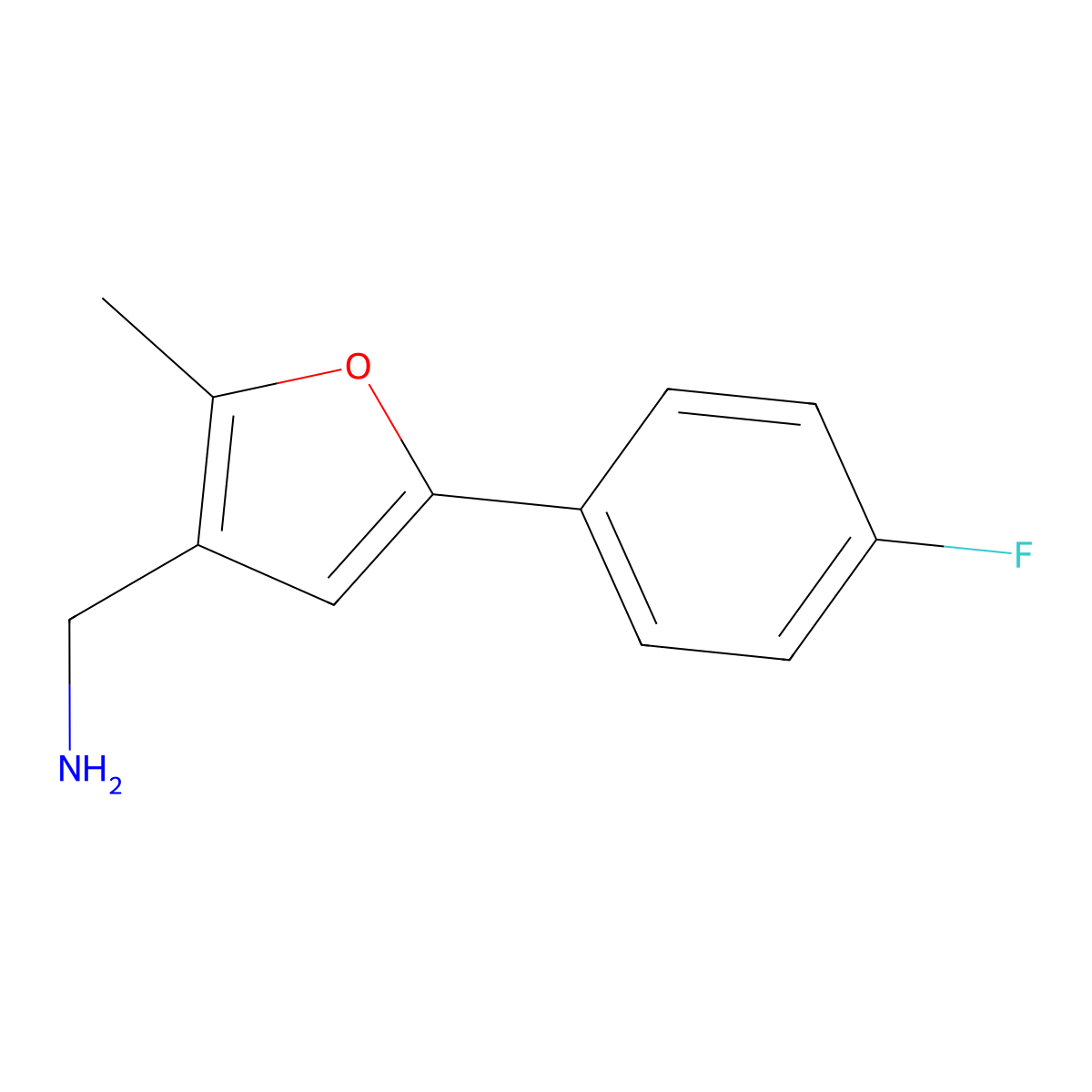 C-[5-(4-Fluoro-phenyl)-2-methyl-furan-3-yl]-methylamine molecular structure, CAS 1540544-59-9