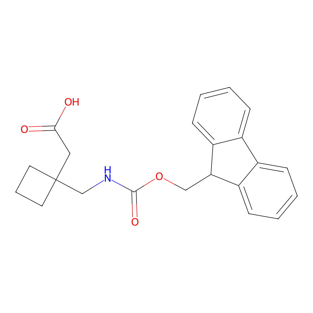 2-{1-[({[(9H-fluoren-9-yl)methoxy]carbonyl}amino)methyl]cyclobutyl}acetic acid molecular structure, CAS 1540544-71-5
