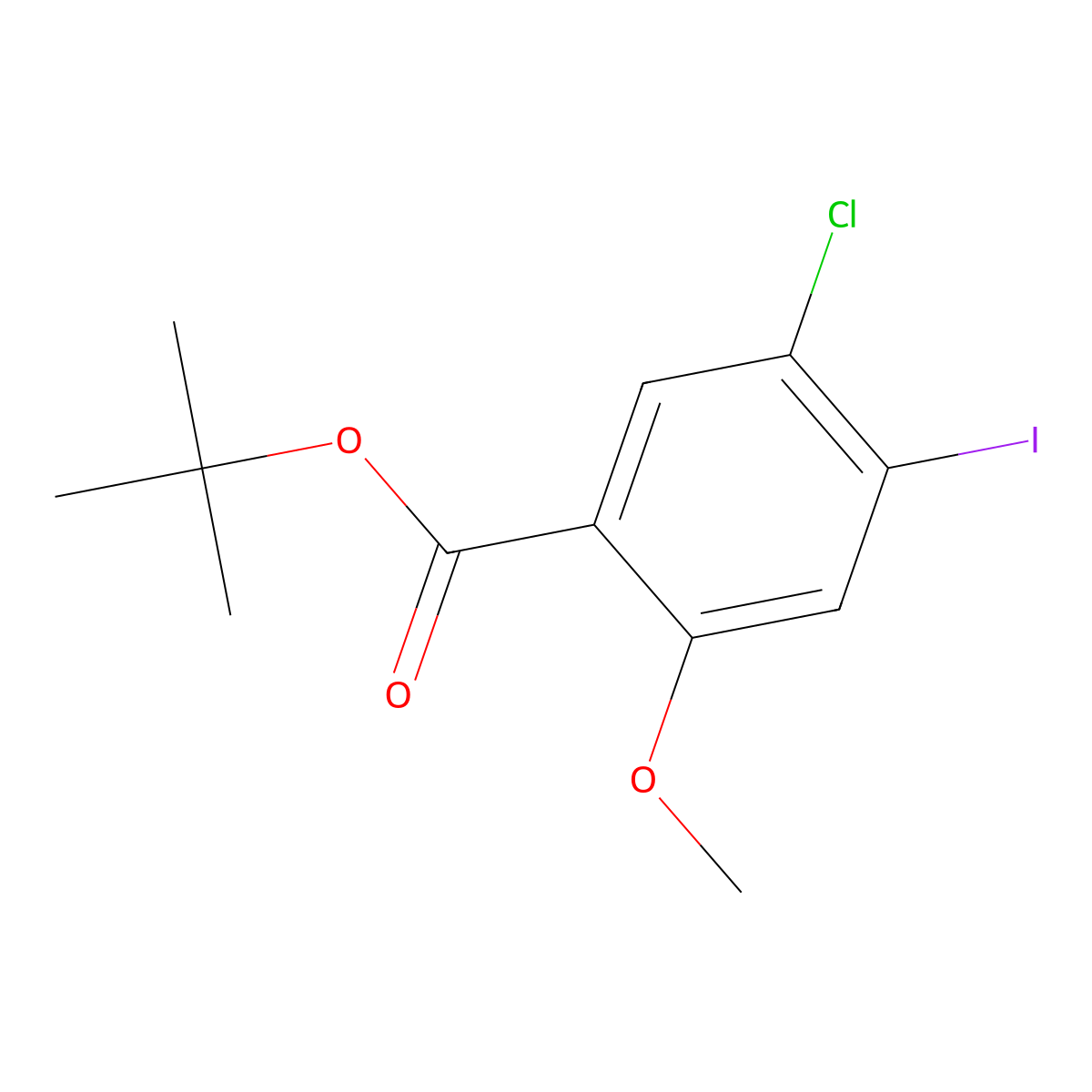 Tert-butyl 5-chloro-4-iodo-2-methoxybenzoate molecular structure, CAS 1540549-12-9