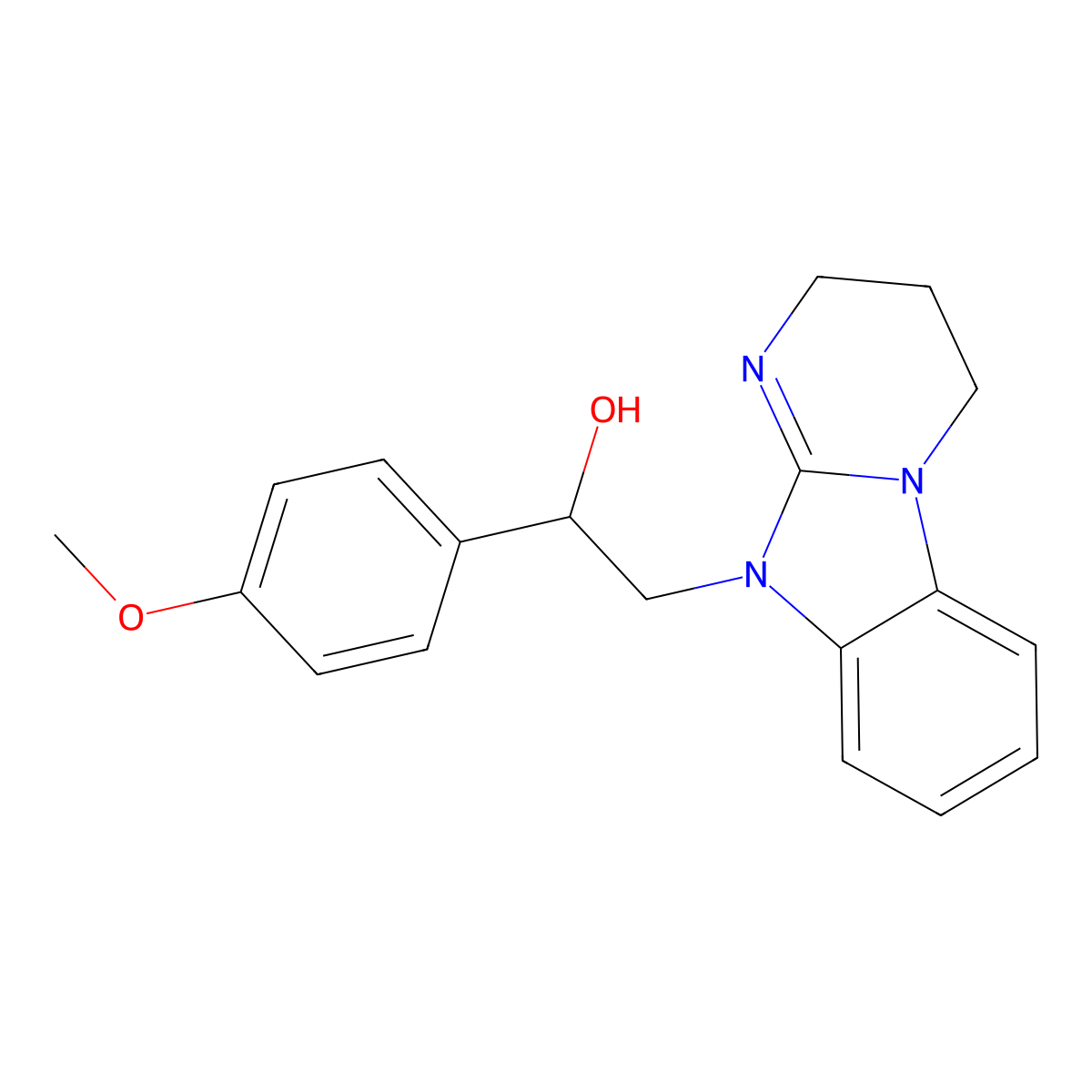 2-(3,4-dihydropyrimido[1,2-a]benzimidazol-10(2H)-yl)-1-(4-methoxyphenyl)ethanol molecular structure, CAS 154055-37-5