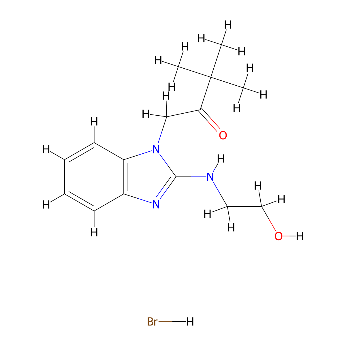 1-[2-(2-Hydroxyethylamino)-benzoimidazol-1-yl]-3,3-dimethyl-butan-2-one hydrobromide molecular structure, CAS 154055-56-8