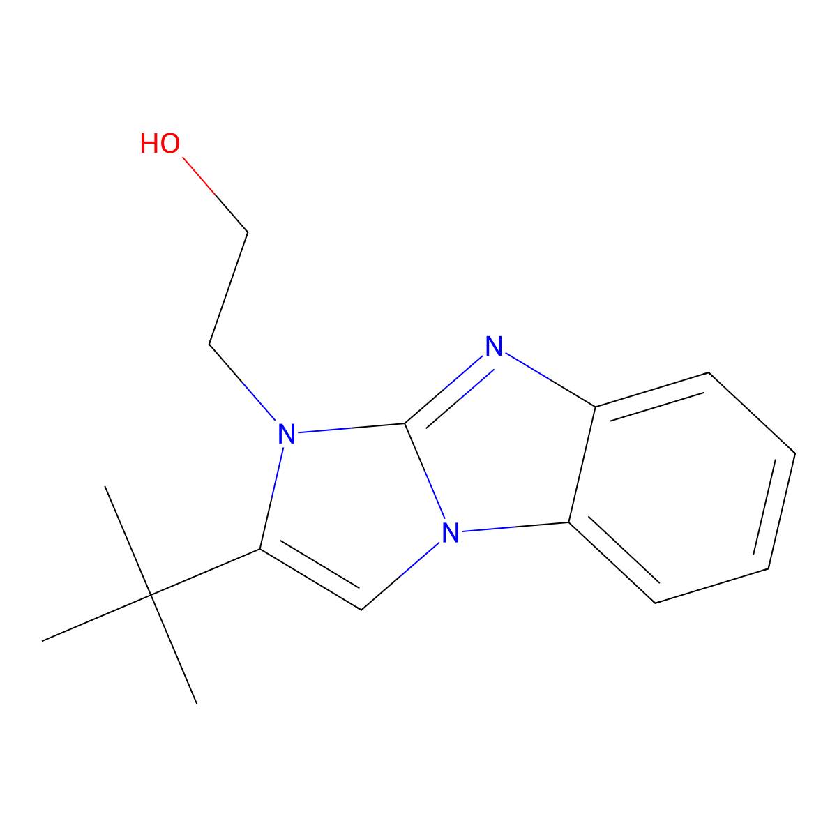 2-(1,1-Dimethylethyl)-1H-imidazo(1,2-a)benzimidazole-1-ethanol molecular structure, CAS 154055-57-9