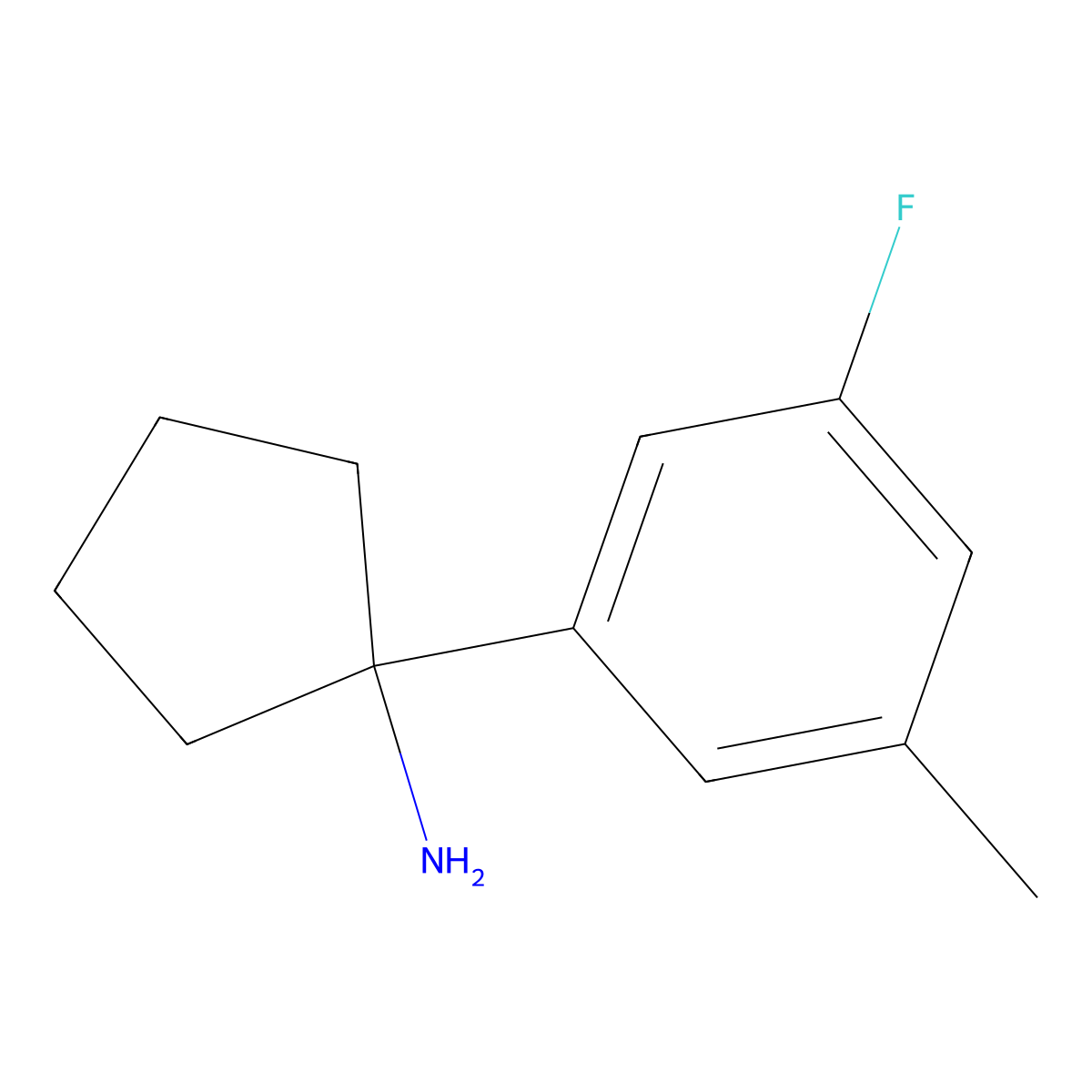 1-(3-Fluoro-5-methylphenyl)cyclopentanamine molecular structure, CAS 1540560-34-6