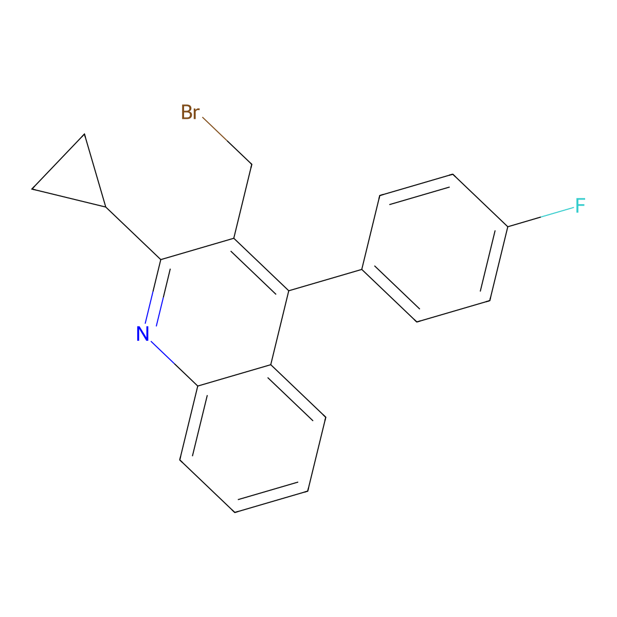 3-(Bromomethyl)-2-cyclopropyl-4-(4-fluorophenyl)quinoline molecular structure, CAS 154057-56-4