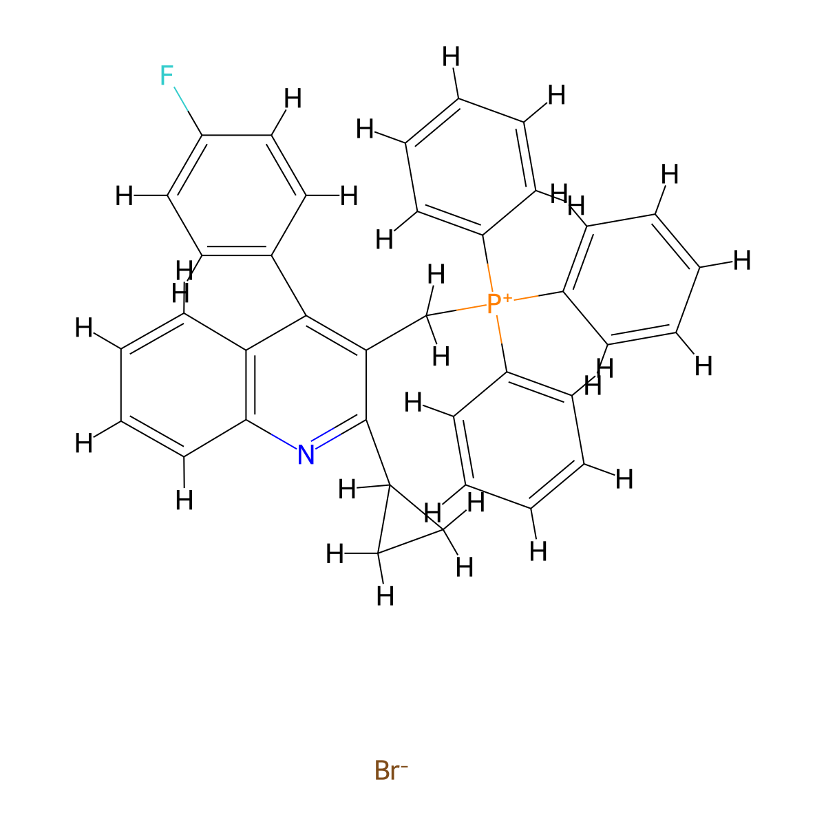 ((2-Cyclopropyl-4-(4-fluorophenyl)quinolin-3-yl)methyl)(triphenyl)phosphanium bromide molecular structure, CAS 154057-58-6