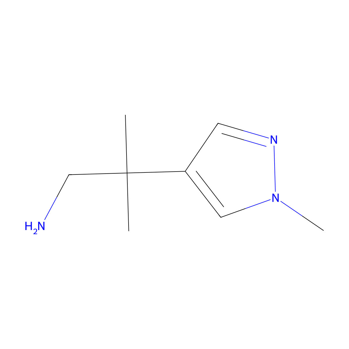 2-methyl-2-(1-methyl-1H-pyrazol-4-yl)propan-1-amine molecular structure, CAS 1540574-33-1