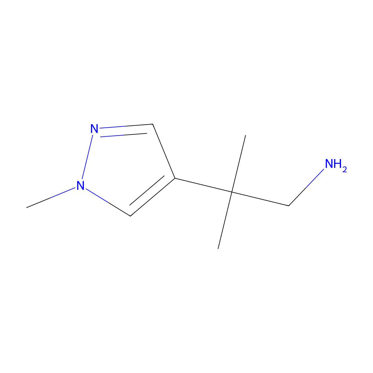 2-methyl-2-(1-methyl-1H-pyrazol-4-yl)propan-1-amine molecular structure, CAS 1540574-33-1