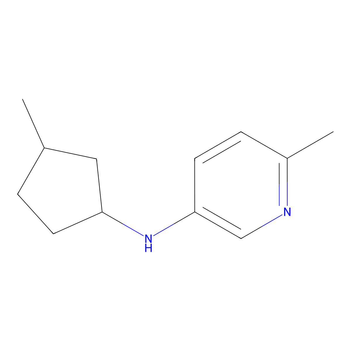 6-methyl-N-(3-methylcyclopentyl)pyridin-3-amine molecular structure, CAS 1540578-92-4