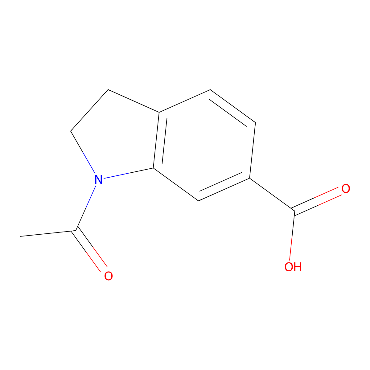1-acetyl-2,3-dihydro-1H-indole-6-carboxylic acid molecular structure, CAS 1540613-33-9