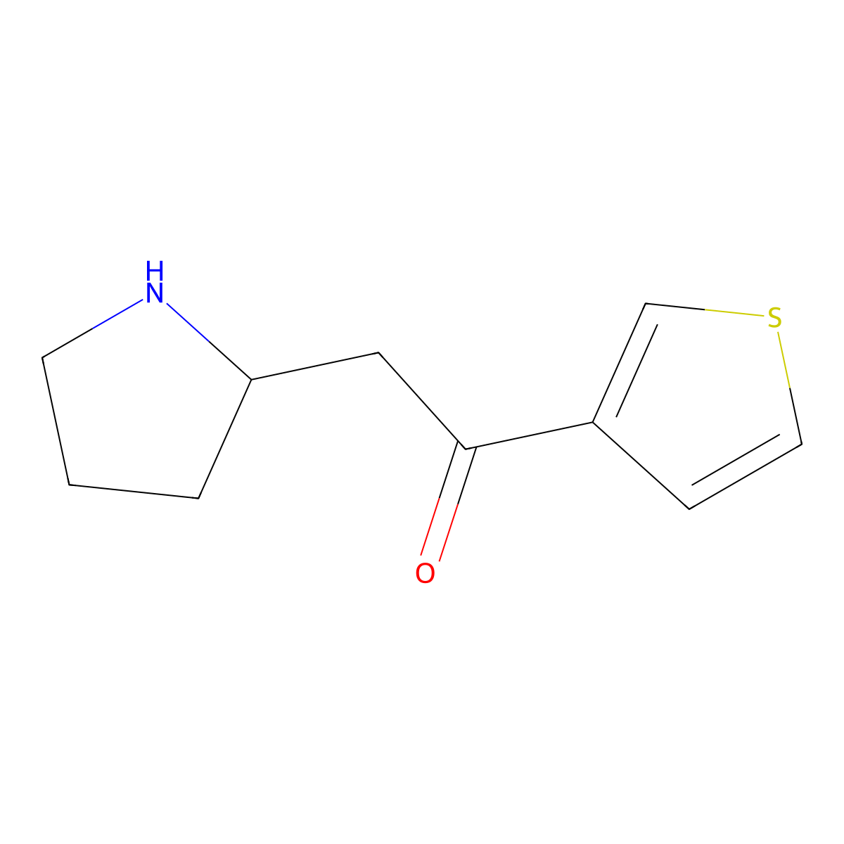 2-(Pyrrolidin-2-yl)-1-(thiophen-3-yl)ethan-1-one molecular structure, CAS 1540614-07-0