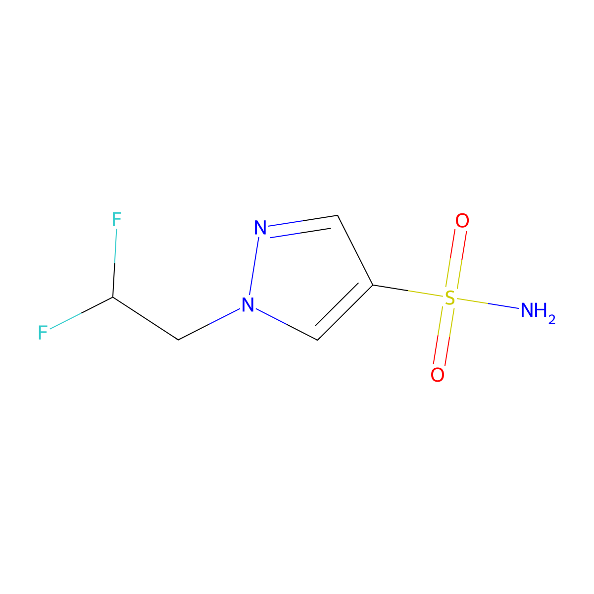 1-(2,2-difluoroethyl)-1H-pyrazole-4-sulfonamide molecular structure, CAS 1540633-86-0