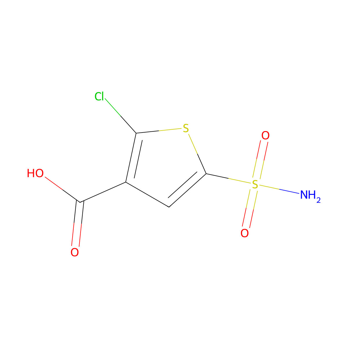 2-Chloro-5-sulfamoylthiophene-3-carboxylic acid molecular structure, CAS 154064-98-9