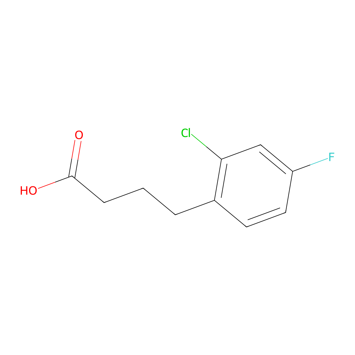 4-(2-Chloro-4-fluorophenyl)butanoic acid molecular structure, CAS 1540642-13-4