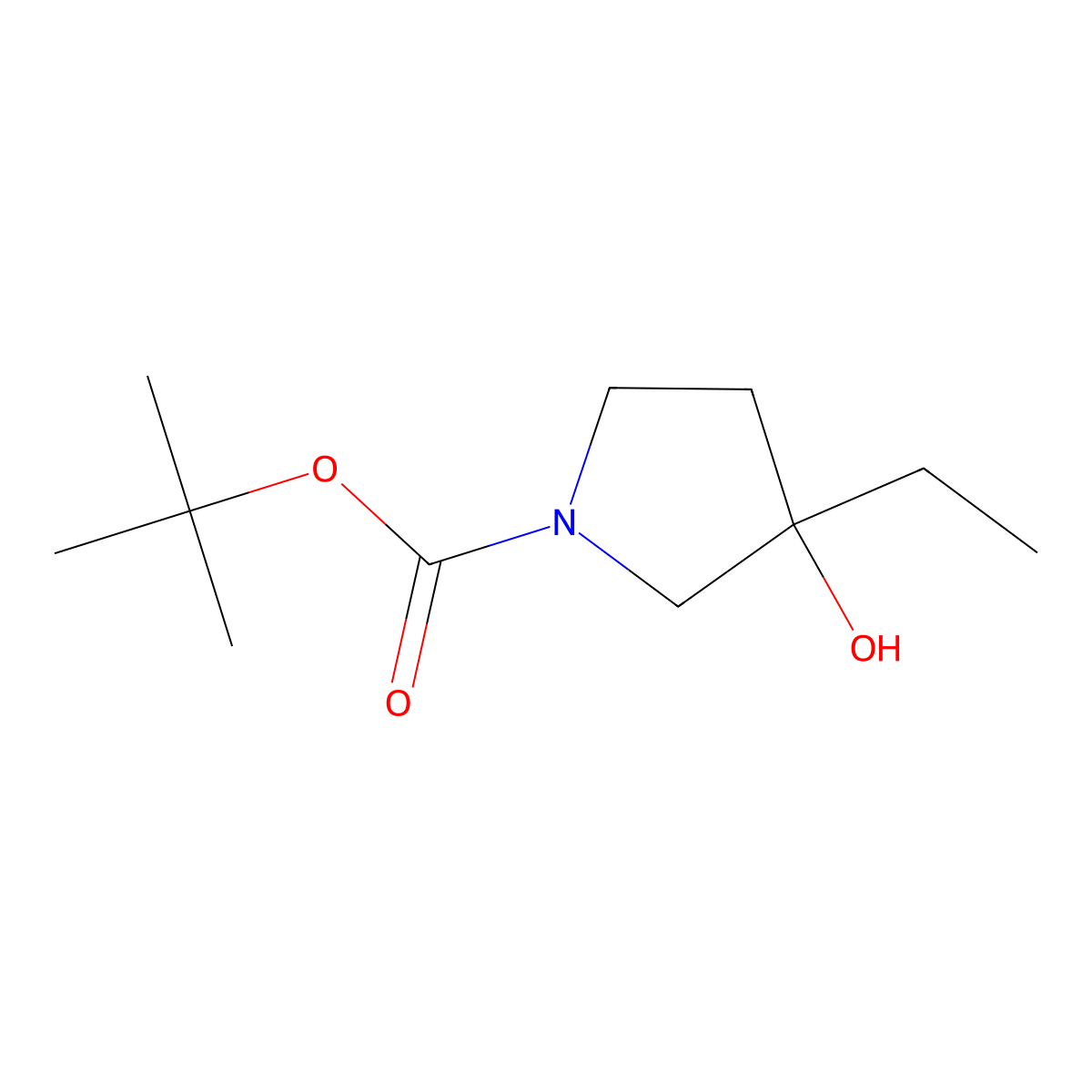 tert-Butyl 3-ethyl-3-hydroxypyrrolidine-1-carboxylate molecular structure, CAS 1540679-70-6
