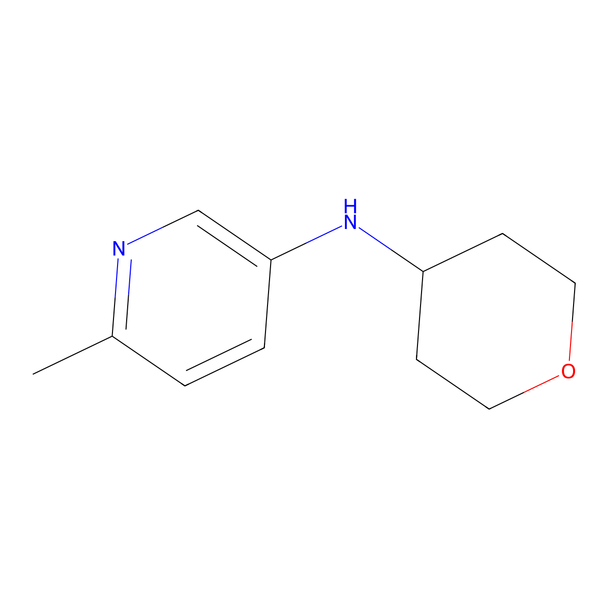 6-methyl-N-(oxan-4-yl)pyridin-3-amine molecular structure, CAS 1540684-45-4