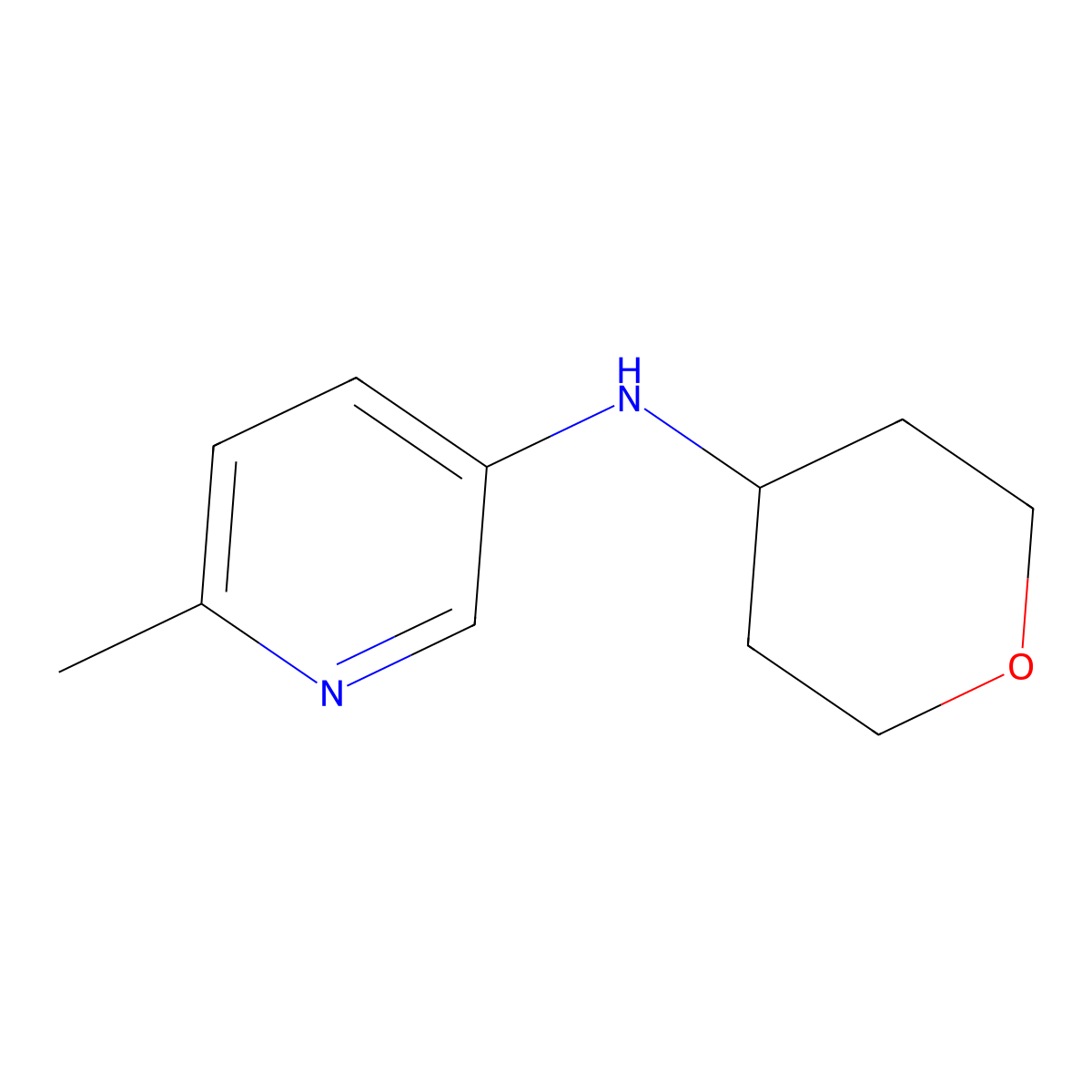 6-methyl-N-(oxan-4-yl)pyridin-3-amine molecular structure, CAS 1540684-45-4