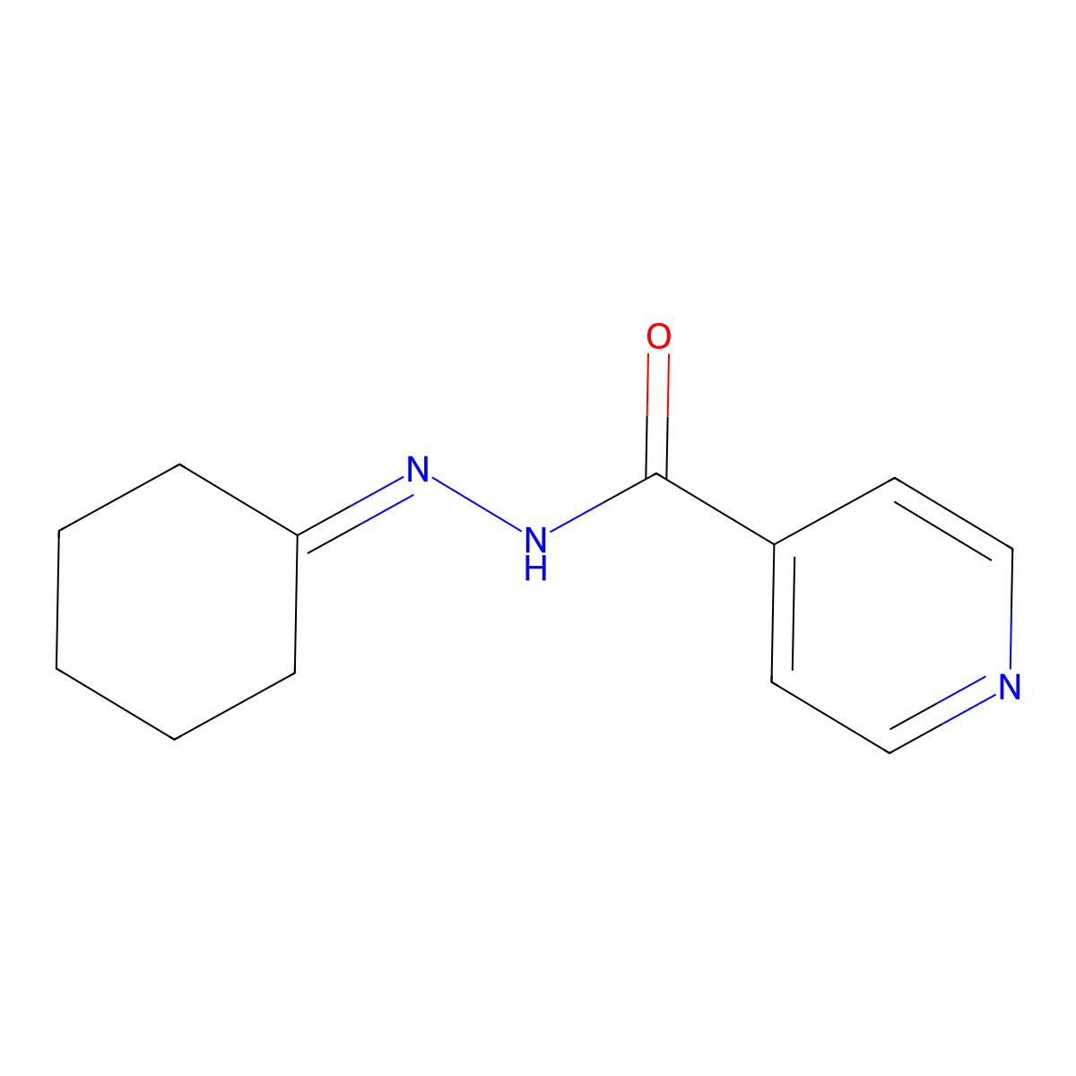 N'-Cyclohexylideneisonicotinohydrazide molecular structure, CAS 15407-81-5