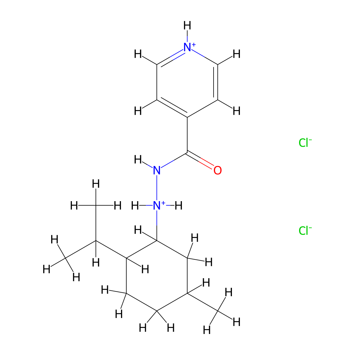 Isonicotinic acid, 2-p-menth-3-ylhydrazide, dihydrochloride molecular structure, CAS 15407-85-9