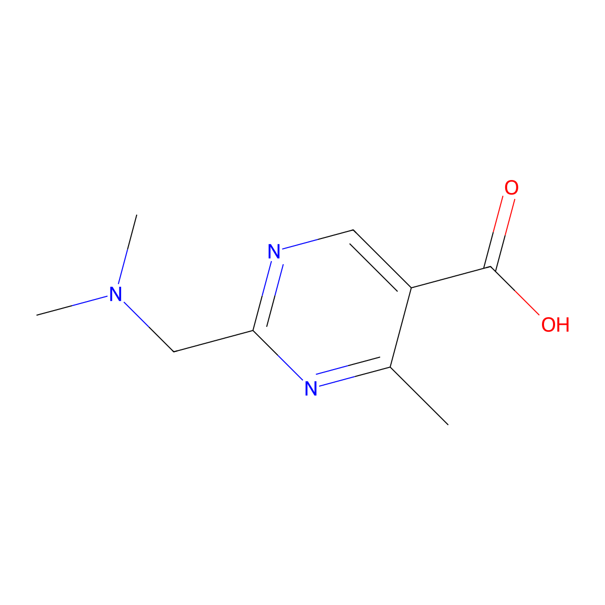2-[(Dimethylamino)methyl]-4-methylpyrimidine-5-carboxylic acid molecular structure, CAS 1540704-45-7