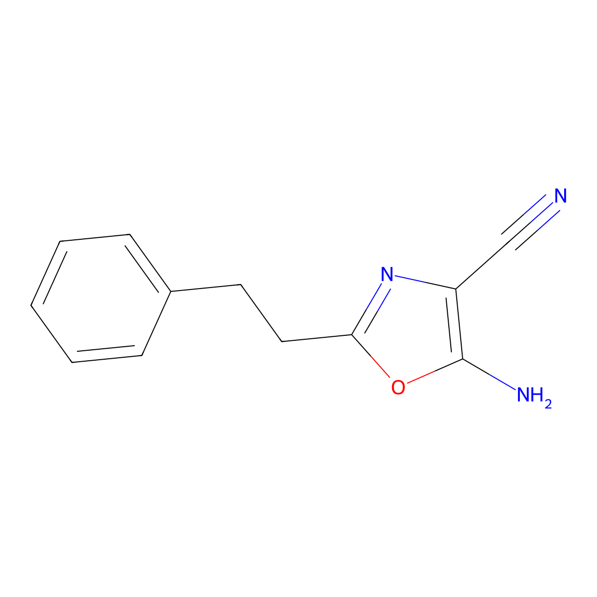 5-Amino-2-(2-phenylethyl)-1,3-oxazole-4-carbonitrile molecular structure, CAS 1540730-65-1
