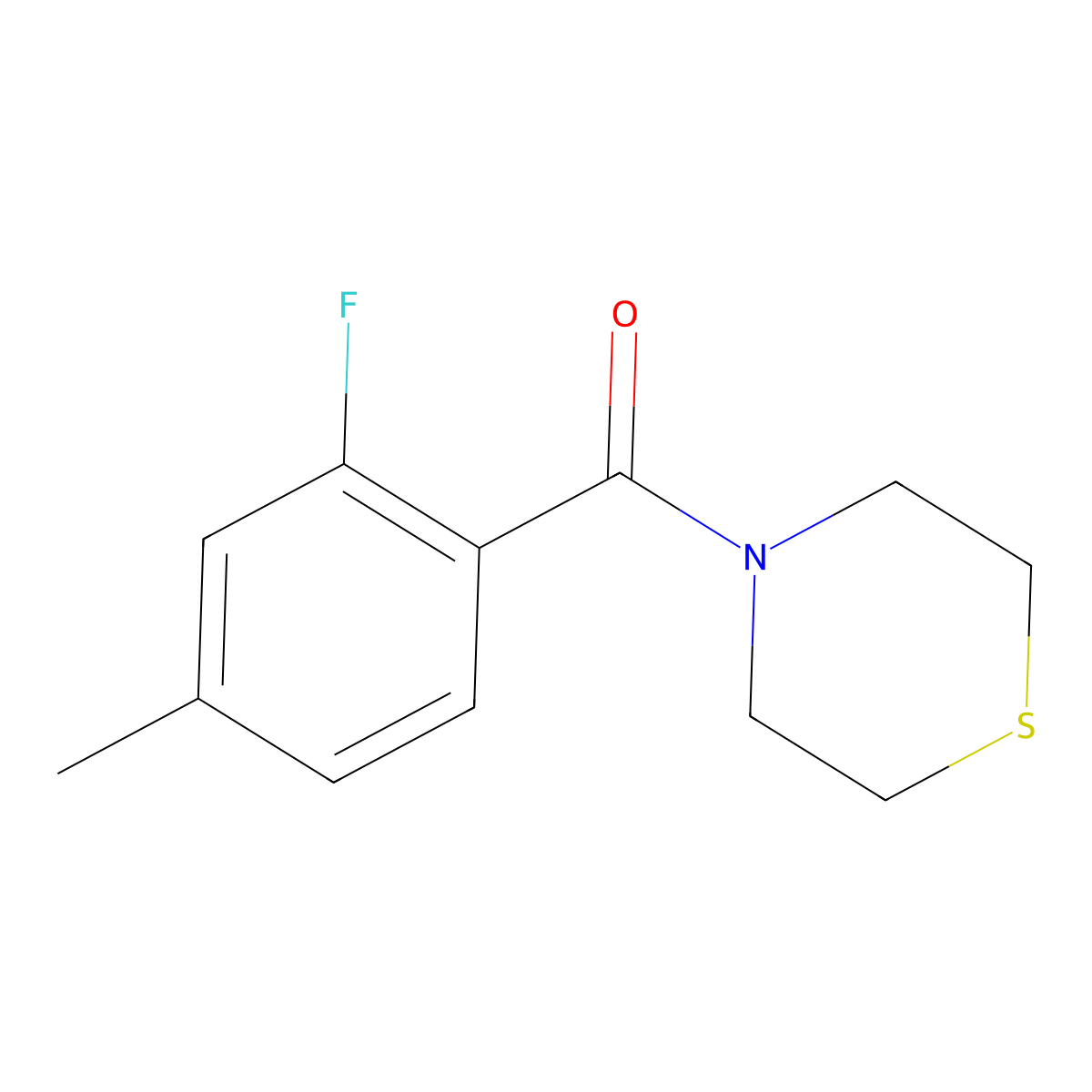 (2-Fluoro-4-methylphenyl)(thiomorpholino)methanone molecular structure, CAS 1540739-03-4
